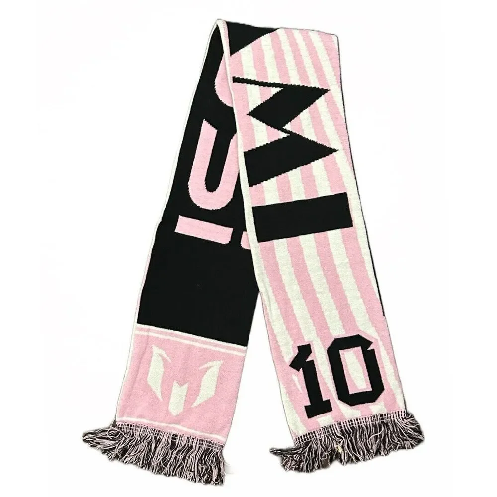 Adidas Lionel Messi 10 Inter Miami Soccer Club Pink Black White Scarf JJ4393 NWT